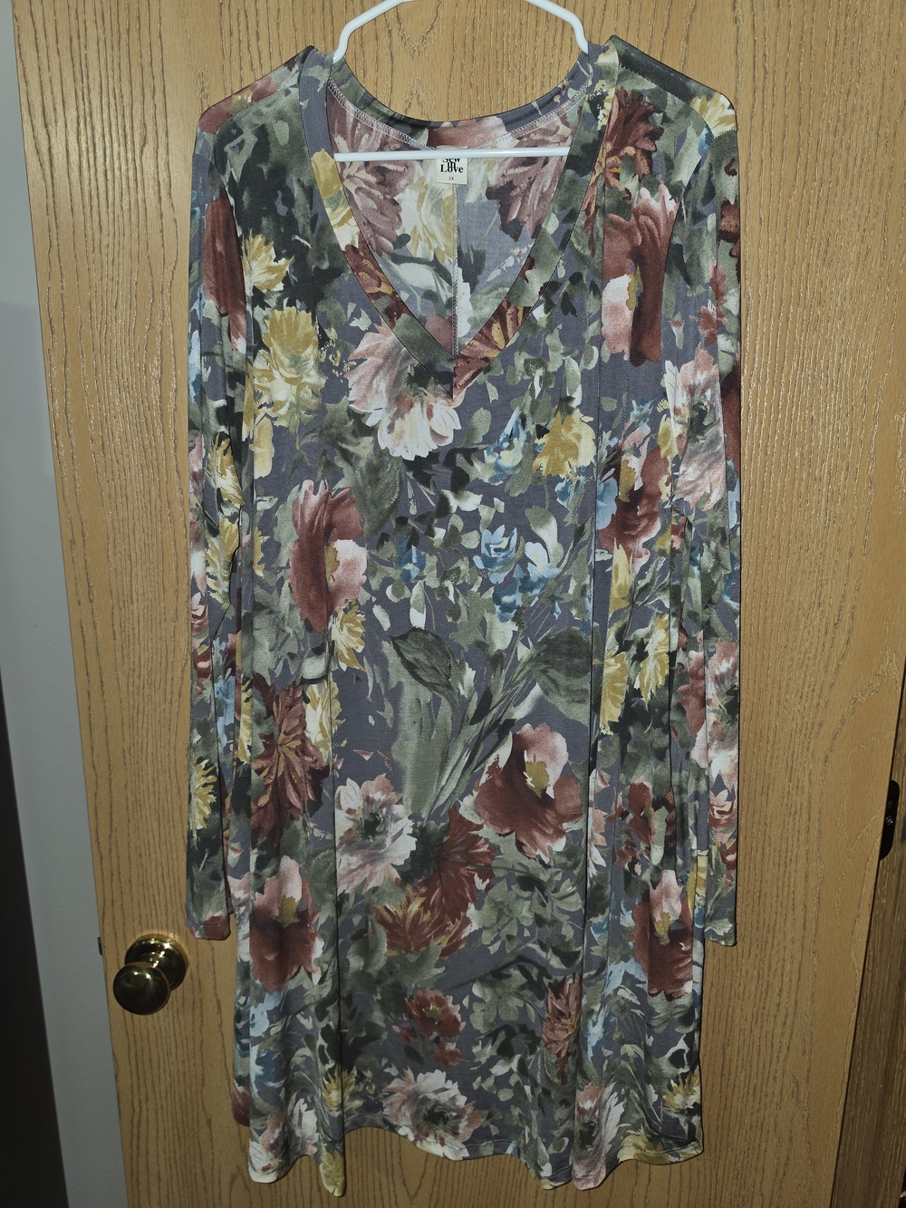 Sew In Love Floral V-Neck Long Sleeve Dress - Multi